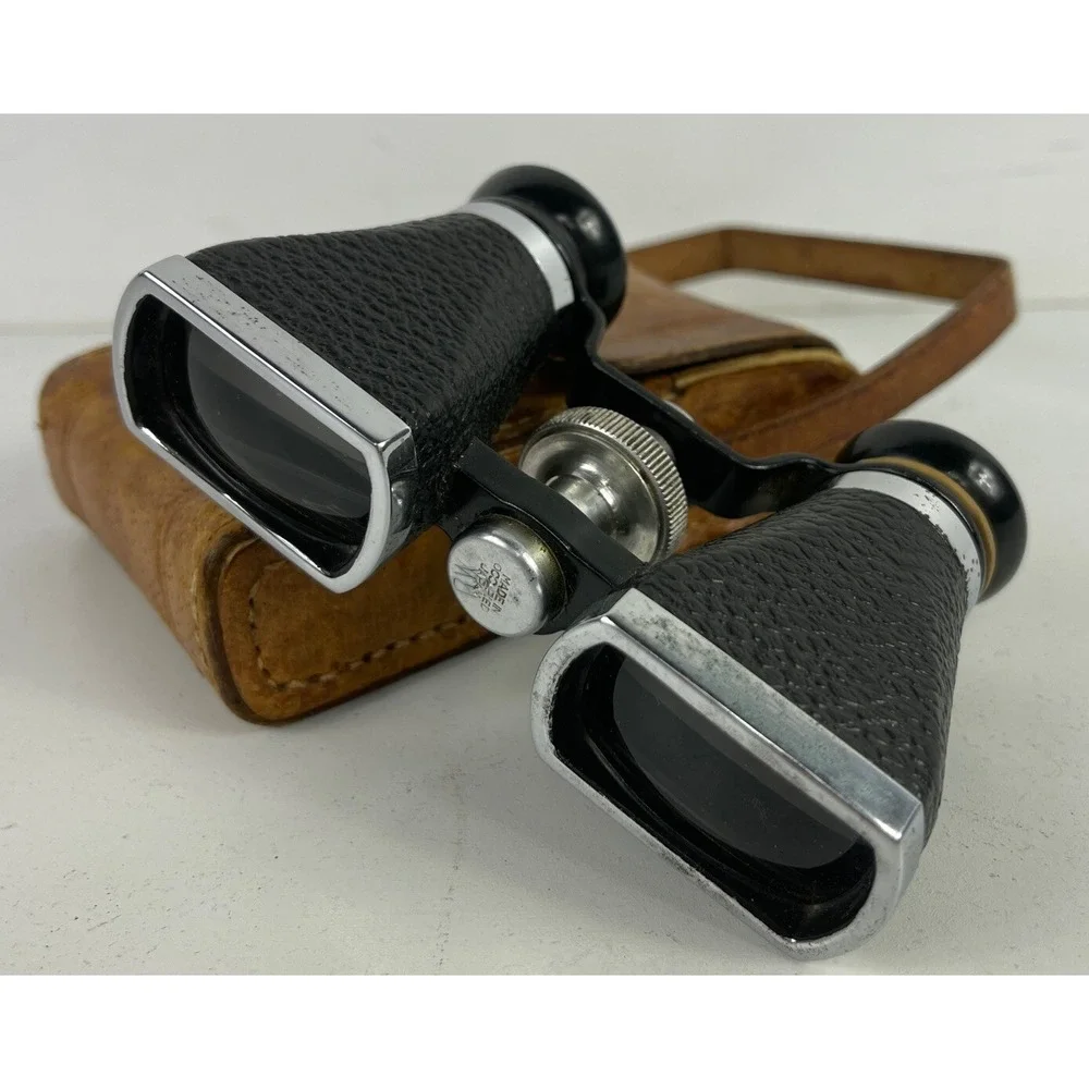 Vintage 40's OFUNA Japan 3X10 Coated Opera Glasses Binoculars ~ Leather Case